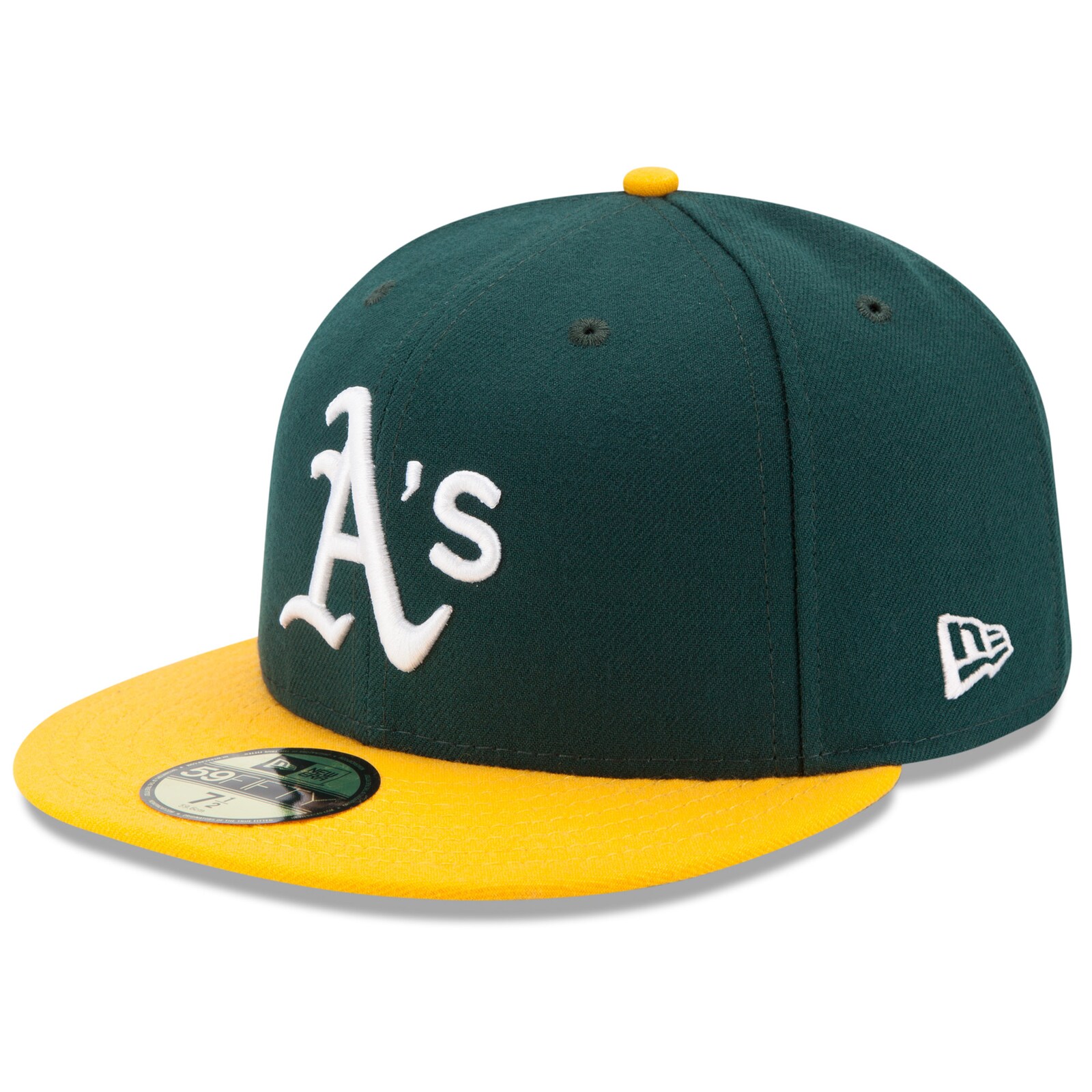남성용 Athletics New Era 그린/옐로 홈 어센틱 컬렉션 온필드 59FIFTY 피티드 모자