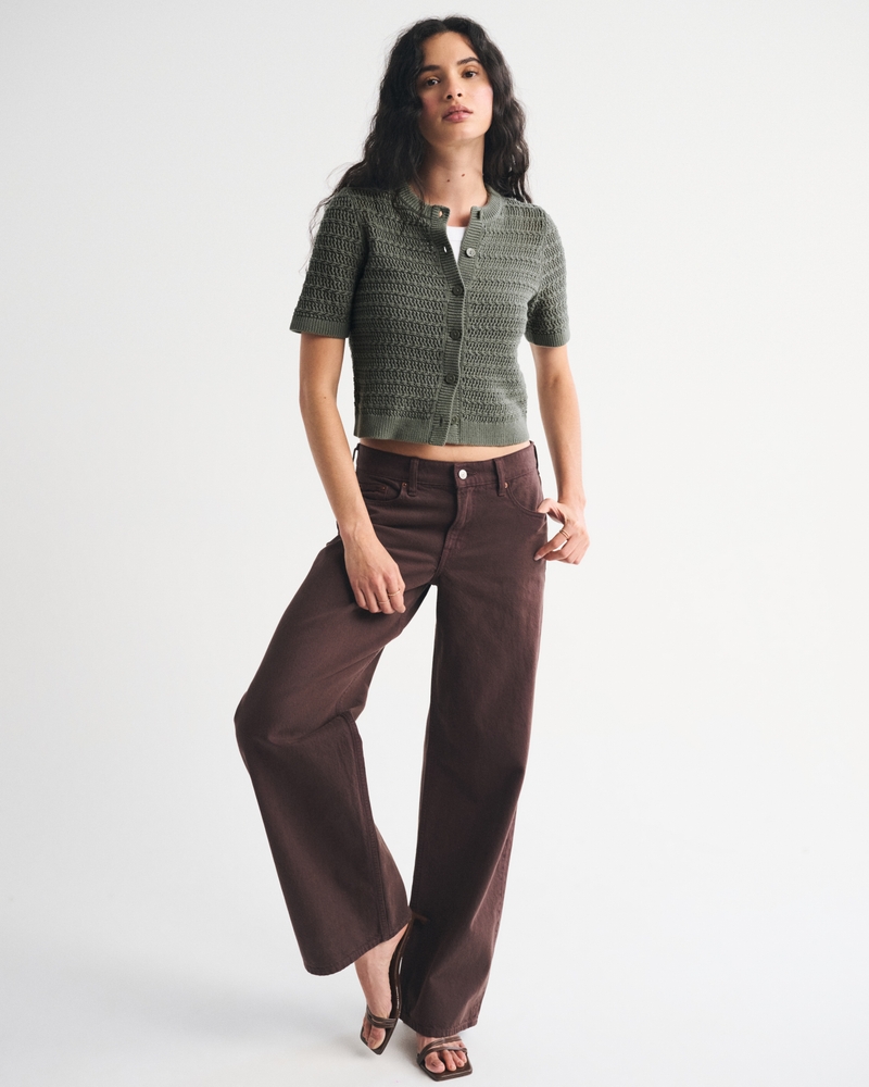 Textural Short-Sleeve Crew Cardigan 상세 이미지 2