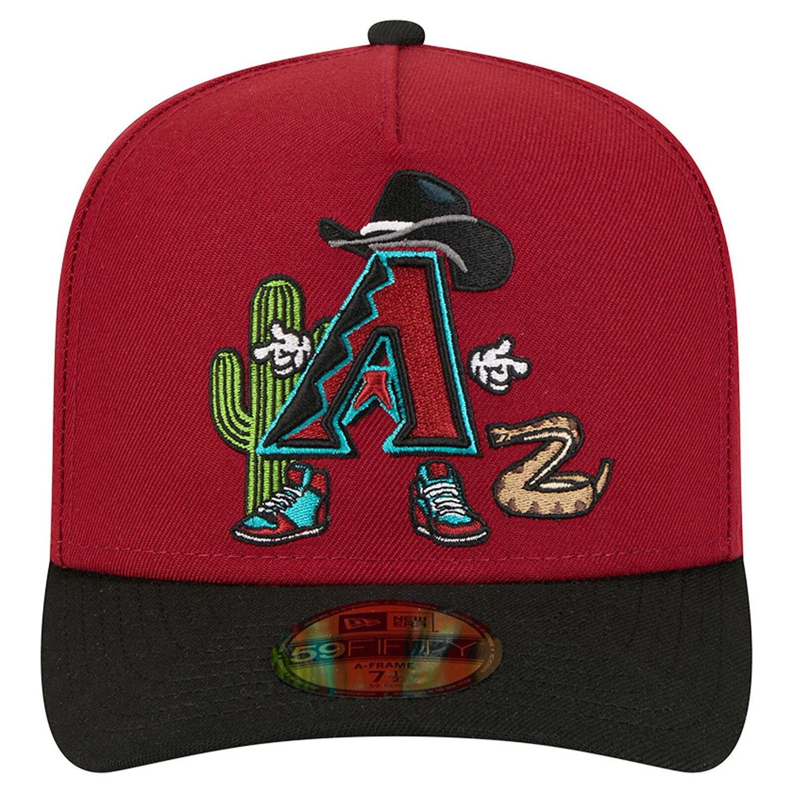 남성용 Arizona Diamondbacks New Era 다크 레드/블랙 카툰 A-프레임 59FIFTY 피티드 모자 상세 이미지 3