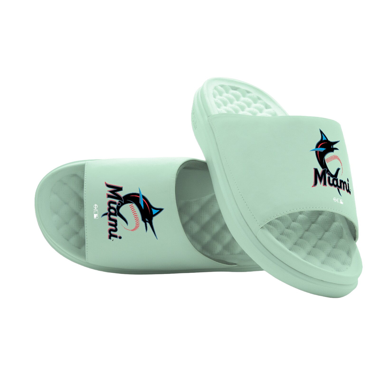 공용 Miami Marlins ISlide 씨폼 버블 모티브 슬라이드 샌들