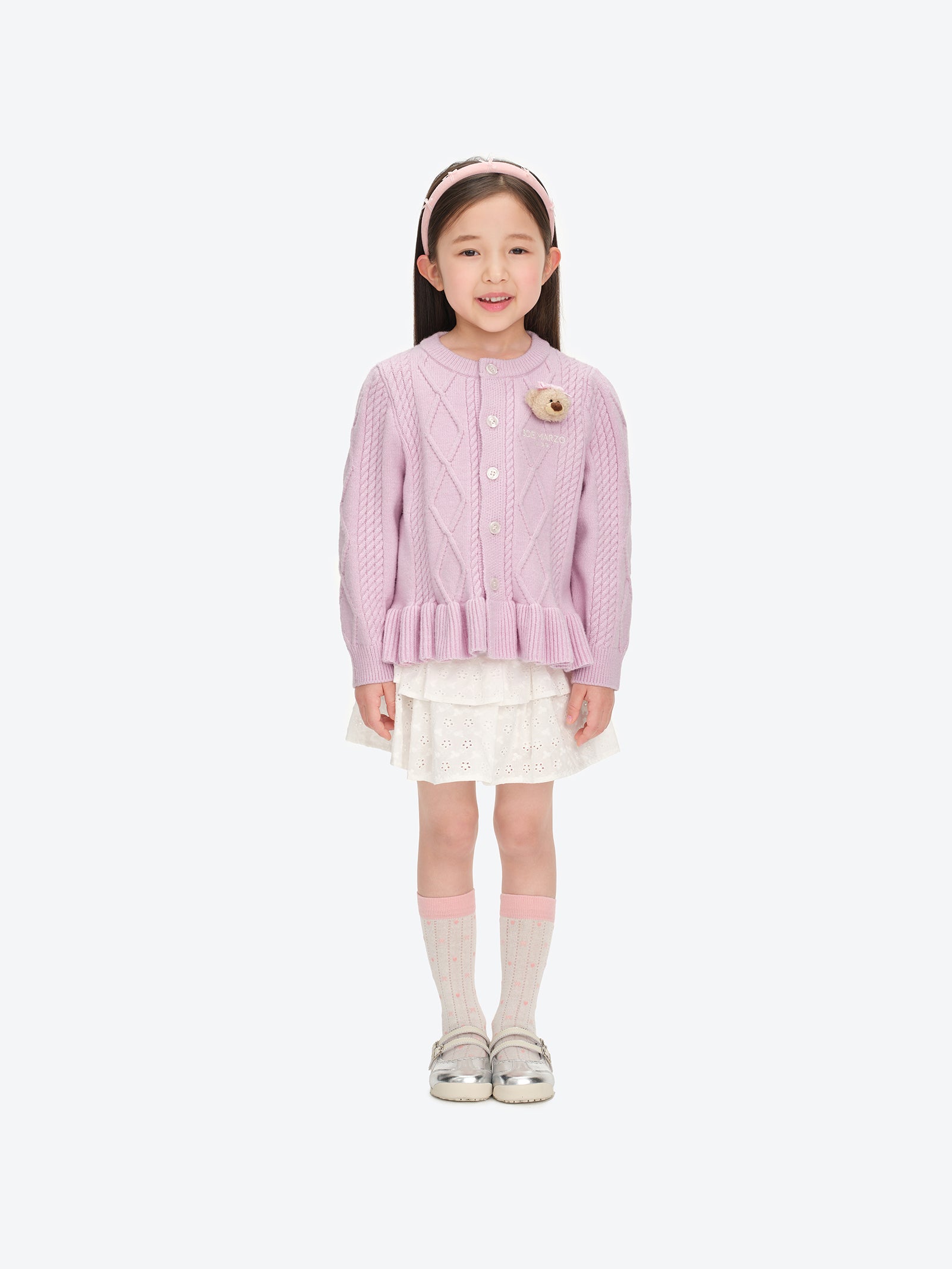 베이비베어 프릴 니트 카디건 핑크 상세 이미지 2