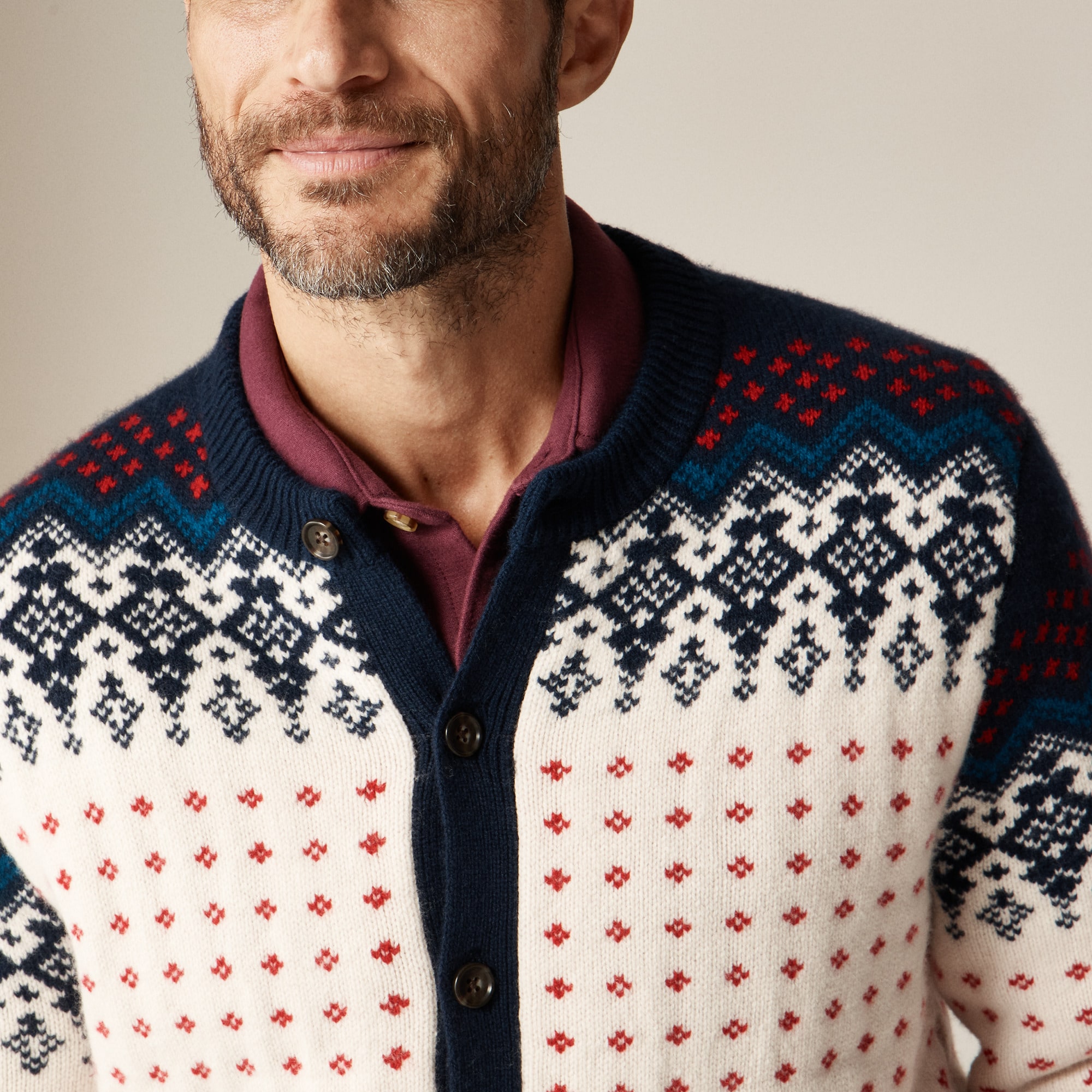 Fair Isle cardigan in lambswool 상세 이미지 5